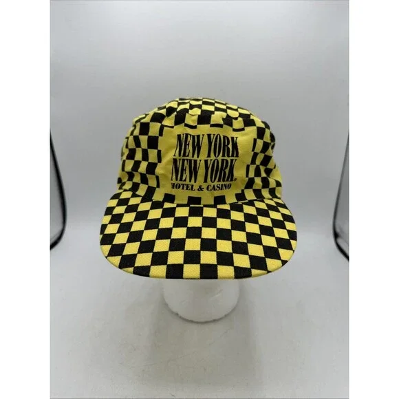Baseball Cap New York Casino Las Vegas Taxi Cab Snapback Vintage Checkered - Picture 1 of 13